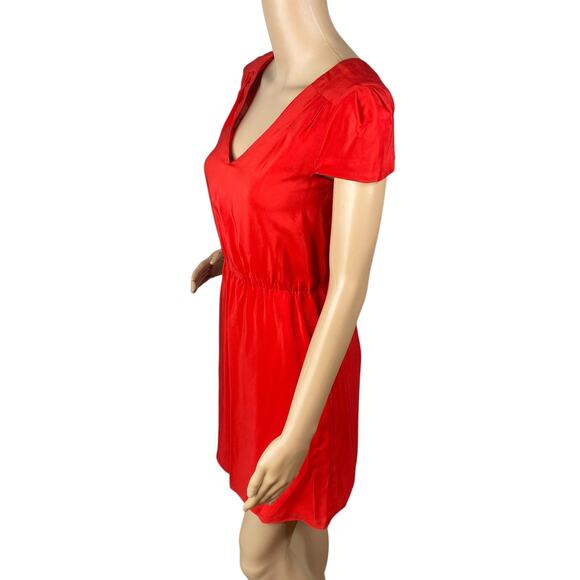 Amanda Uprichard Red V-neck Cap Sleeve Silk Mini Dress SZ XS - Picture 5 of 9